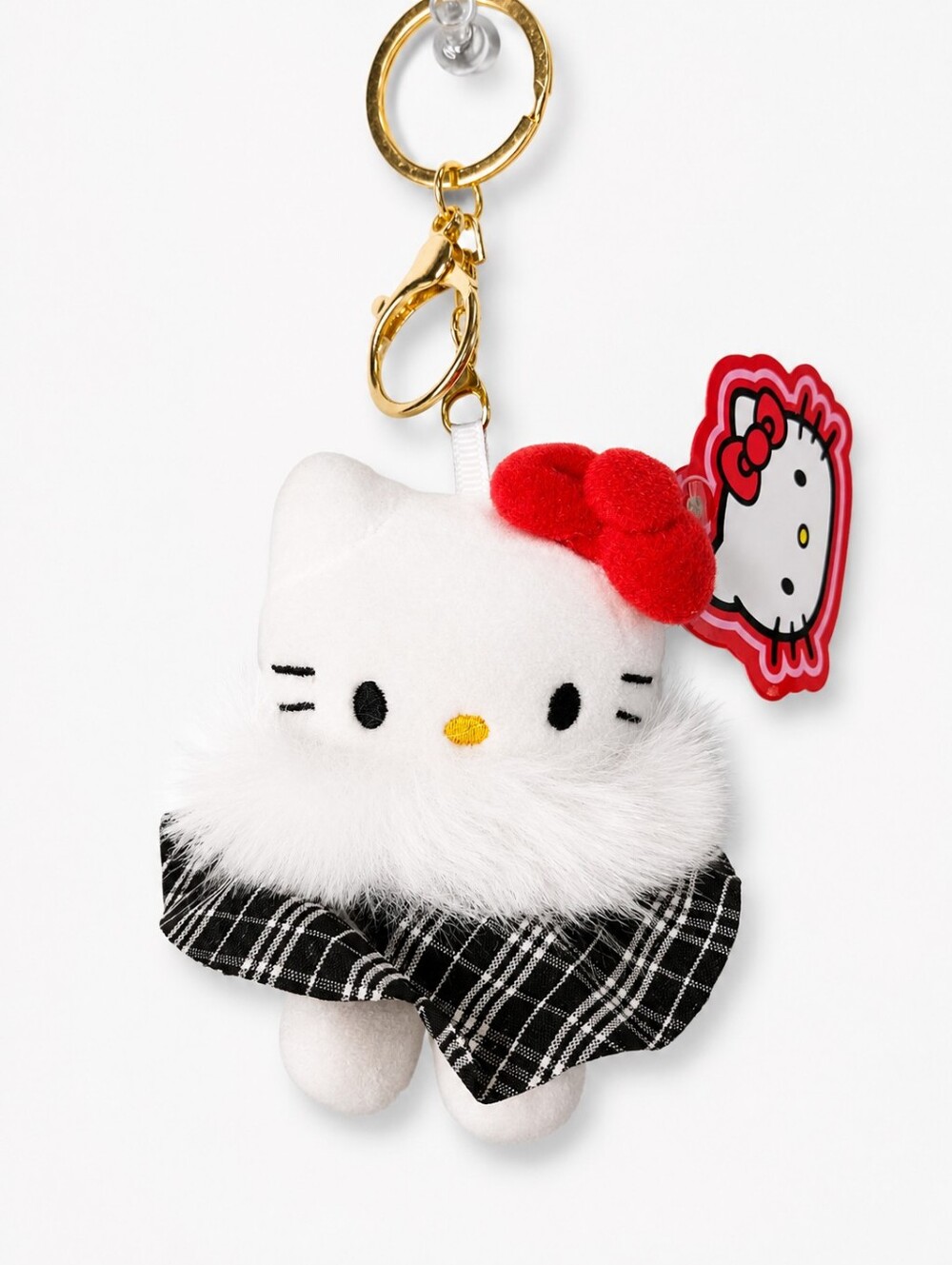 Sanrio plush Hello Kitty keychain Bag Charms Purse Accessory BLACK